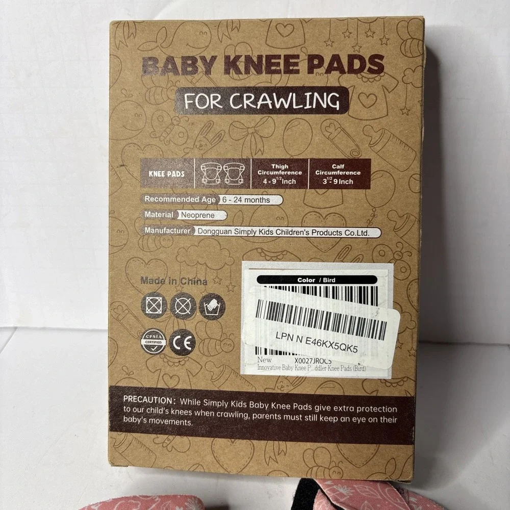 Simply Kids Baby Knee Pads for Crawling‎ in Pink Print 2 Pairs